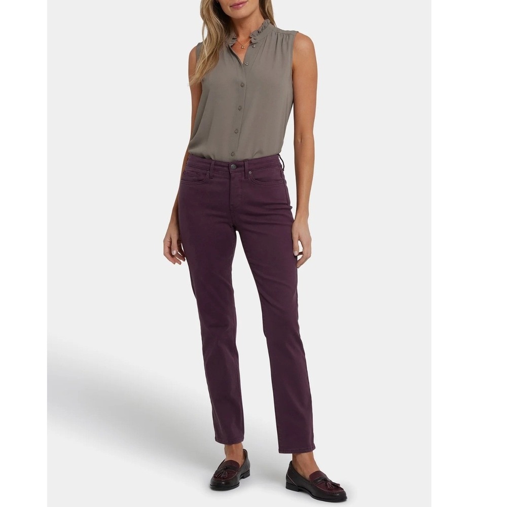 NYDJ Not Your Daughters Jeans 12P Purple Straight Leg Pants High Rise‎